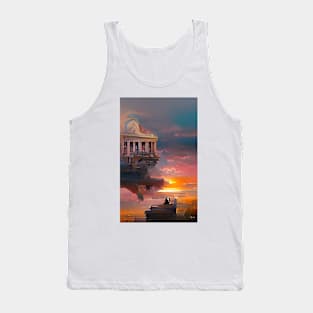 Peach Sunset Library island | National library week Tank Top